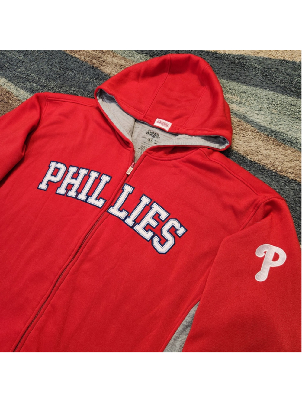 Stitches Mens Red & White Phillies Jacket Size XL MLB Baseball
